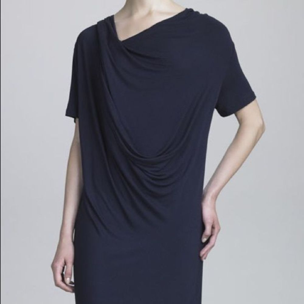 Donna Karan Draped Jersey Tunic ink Large NWT - Picture 2 of 2